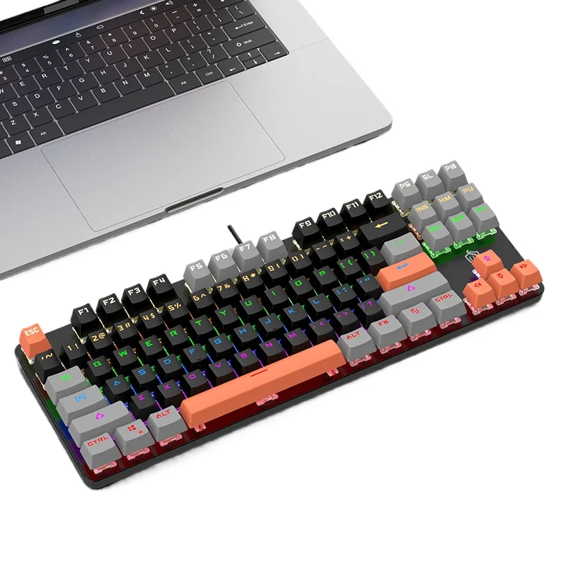 K919 Wired Mechanical Keyboard Multi-color Mixed Light 87 Key Green Axis Game Keyboard E-sports Games Office Notebook Keyboard