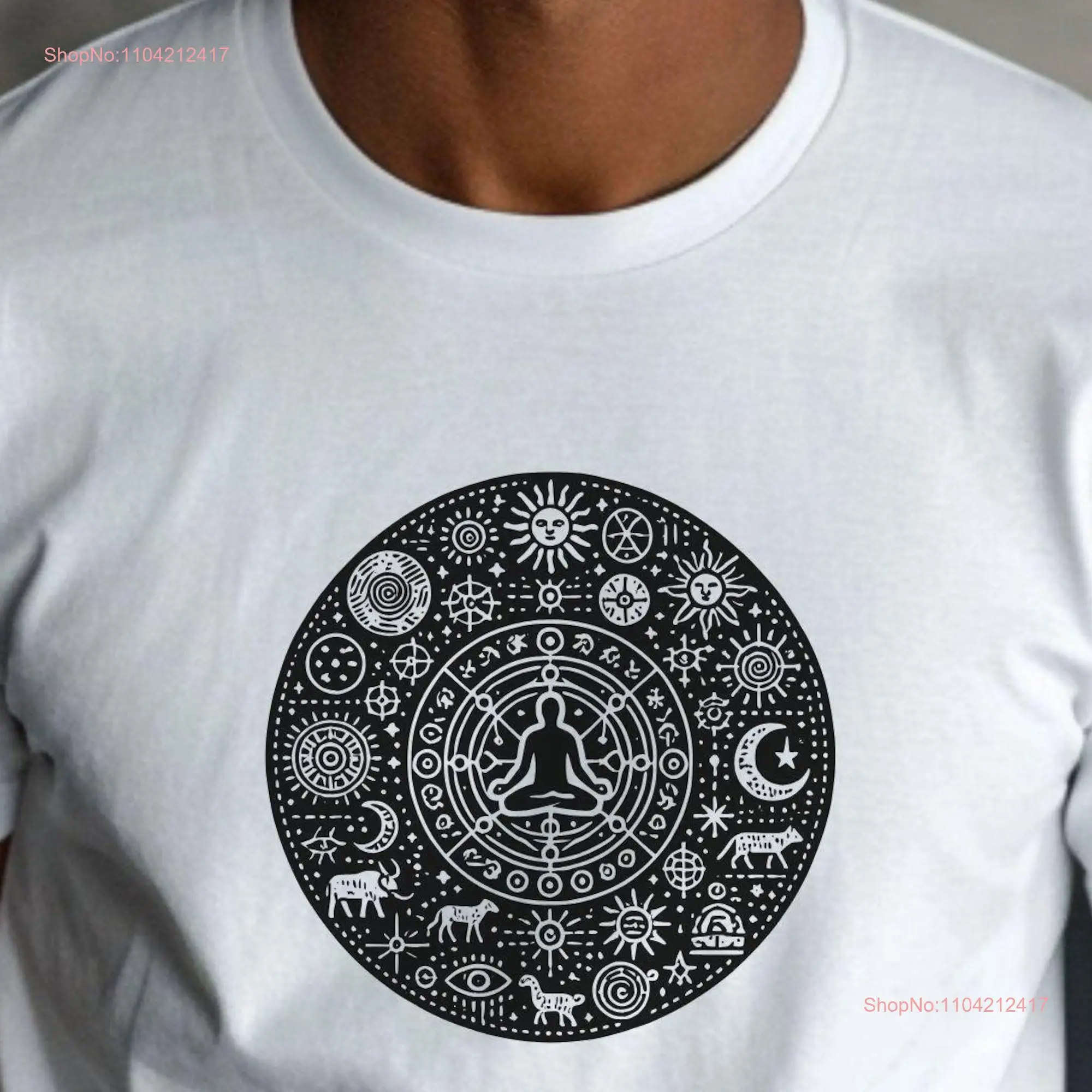 Shaman T Shirt Celestial Medicine Wheel Sacred Geometry Cosmology Hoop Meditation Yoga long or short sleeves