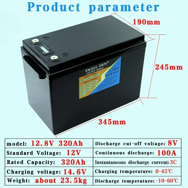 New 12.8V 320ah Lithium Iron Phosphate Battery  Lithium Iron Phosphate Bicycle RV Off road Vehicle Solar Wind Energy Duty Free