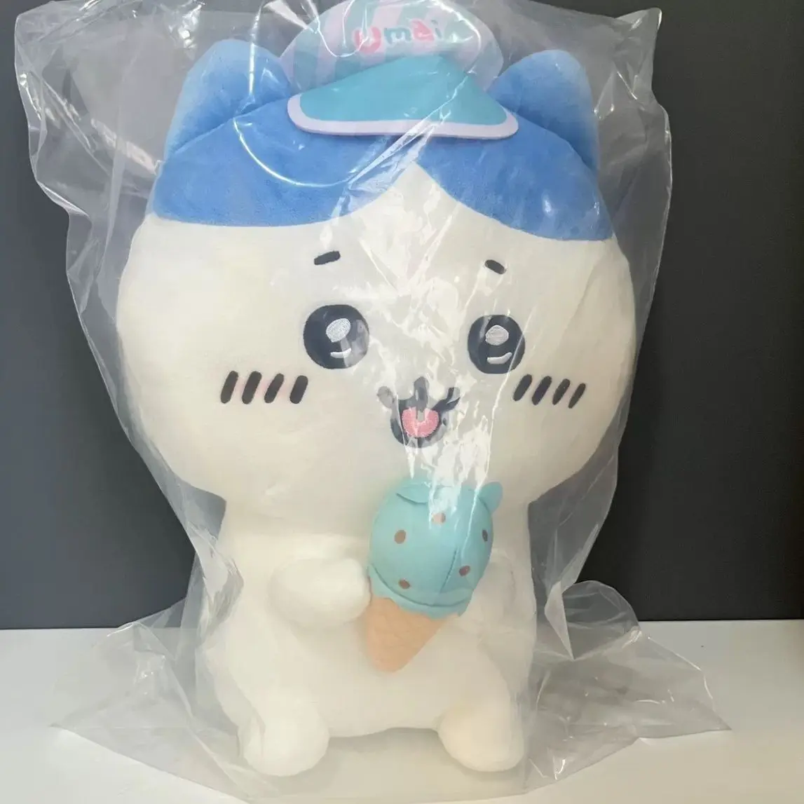 Chiikawa Hachiware Usagi Sun Hat Take Ice Cream Dress Up Cartoon Large Size 33Cm Plush Stuffed Toy Birthday Gift for Friends ﻿