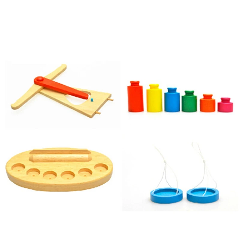 Funny Wooden Balance Scale With 6 Weights Toy Weighing Scale Sensorial Early Education Game Gifts For Kids