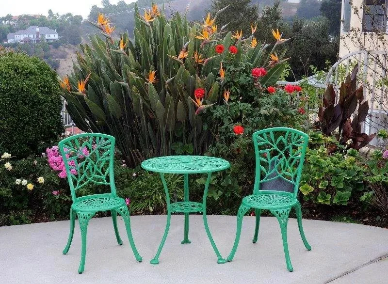 Durable Cast Aluminum 3-Piece Outdoor Dining Set Rustproof Patio Table Chairs for Garden Balcony Cafe Bistro Decoration view 4