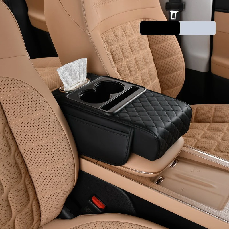 Multifunctional Thicken Car Armrest Storage Box Height Pad Leather Memory Foam Auto Center Armrest Protective Cushion Cup Holder