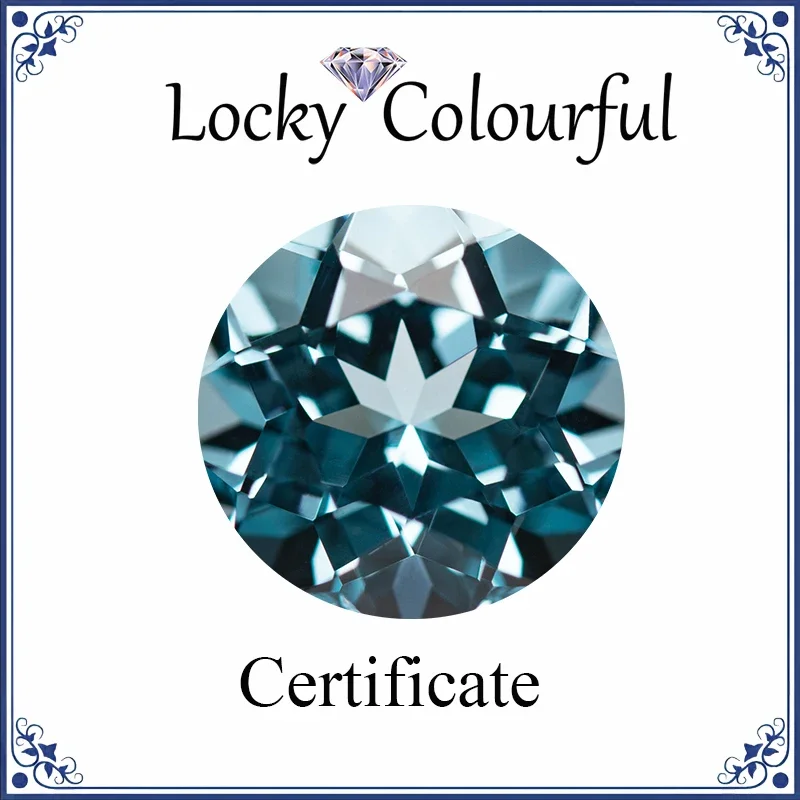 

Lab Grown Sapphire Round Shape Top Quality Aquamarine Color Charm Beads for Diy Jewelry Making Rings Selectable AGL Certificate