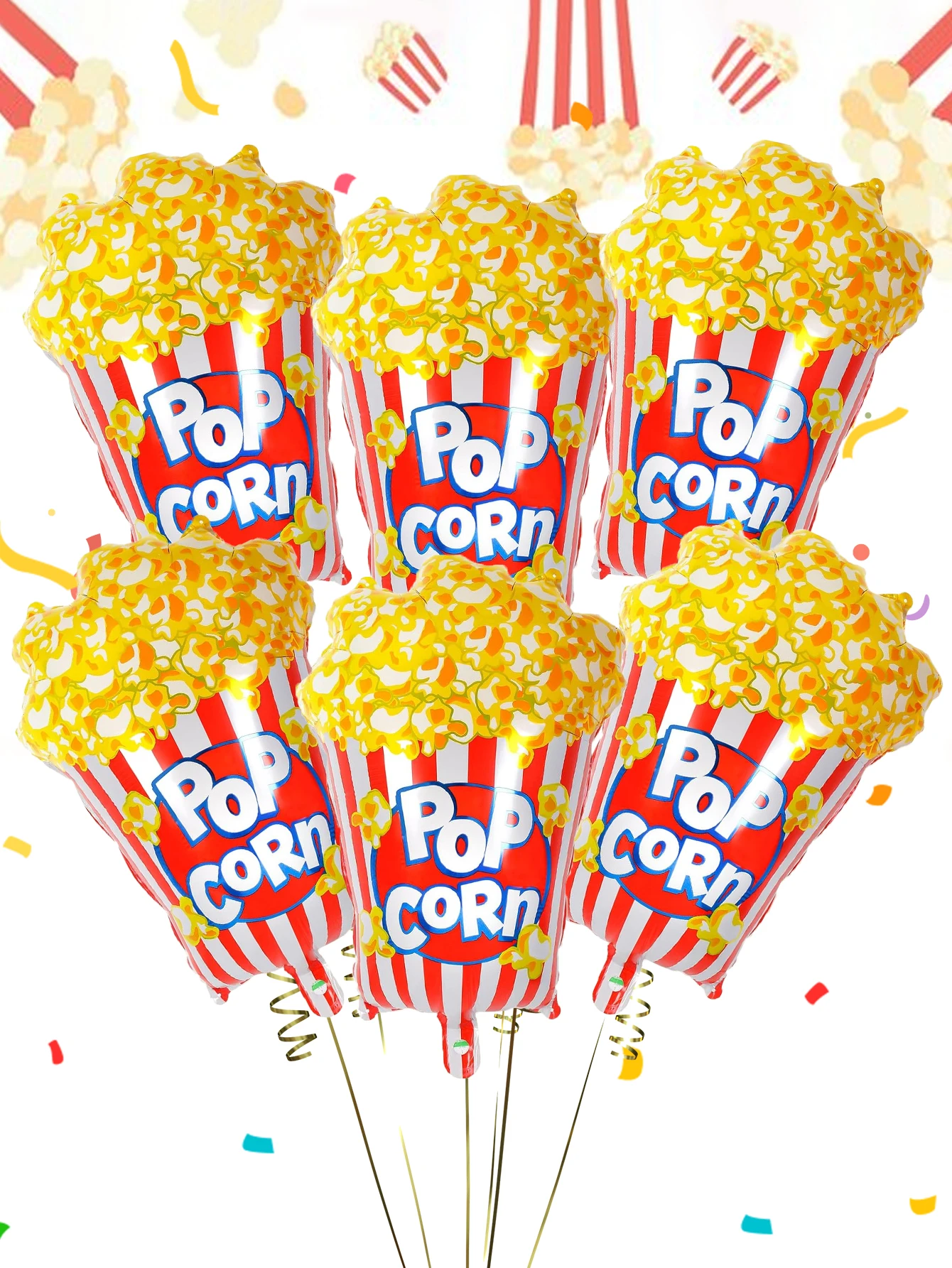 3/6pcs popcorn balloons, for birthday parties, carnivals, amusement park decorations, circus balloons,