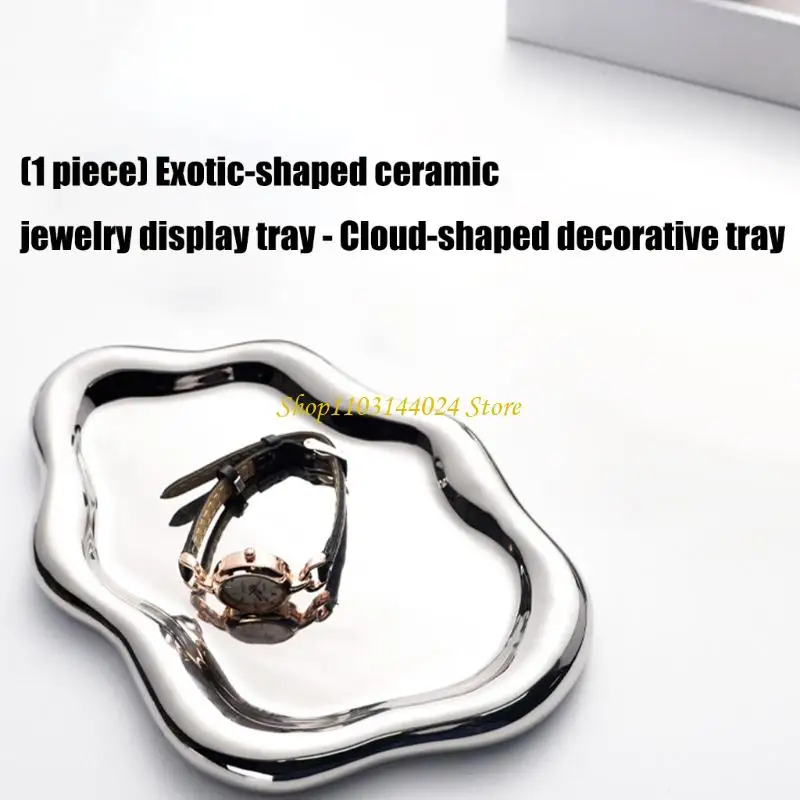 N5KE Contemporary Ceramic Presentation Tray Artistics Jewelry Arranger Cloud Styles