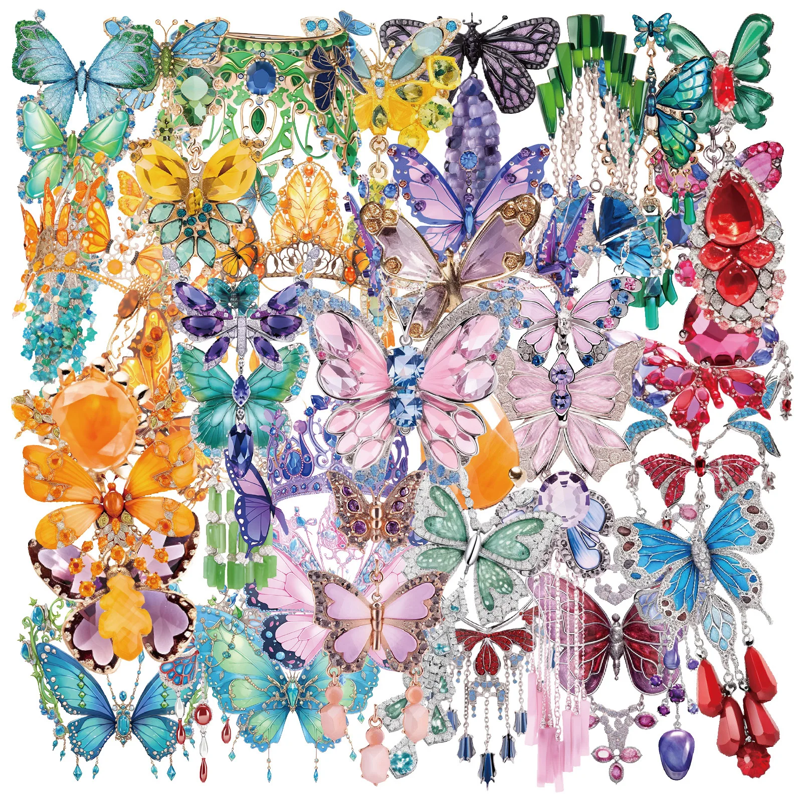 

50pcs New Butterfly Jewelry Stickers DIY Exquisite Butterfly Tent Decoration Transparent Stickers