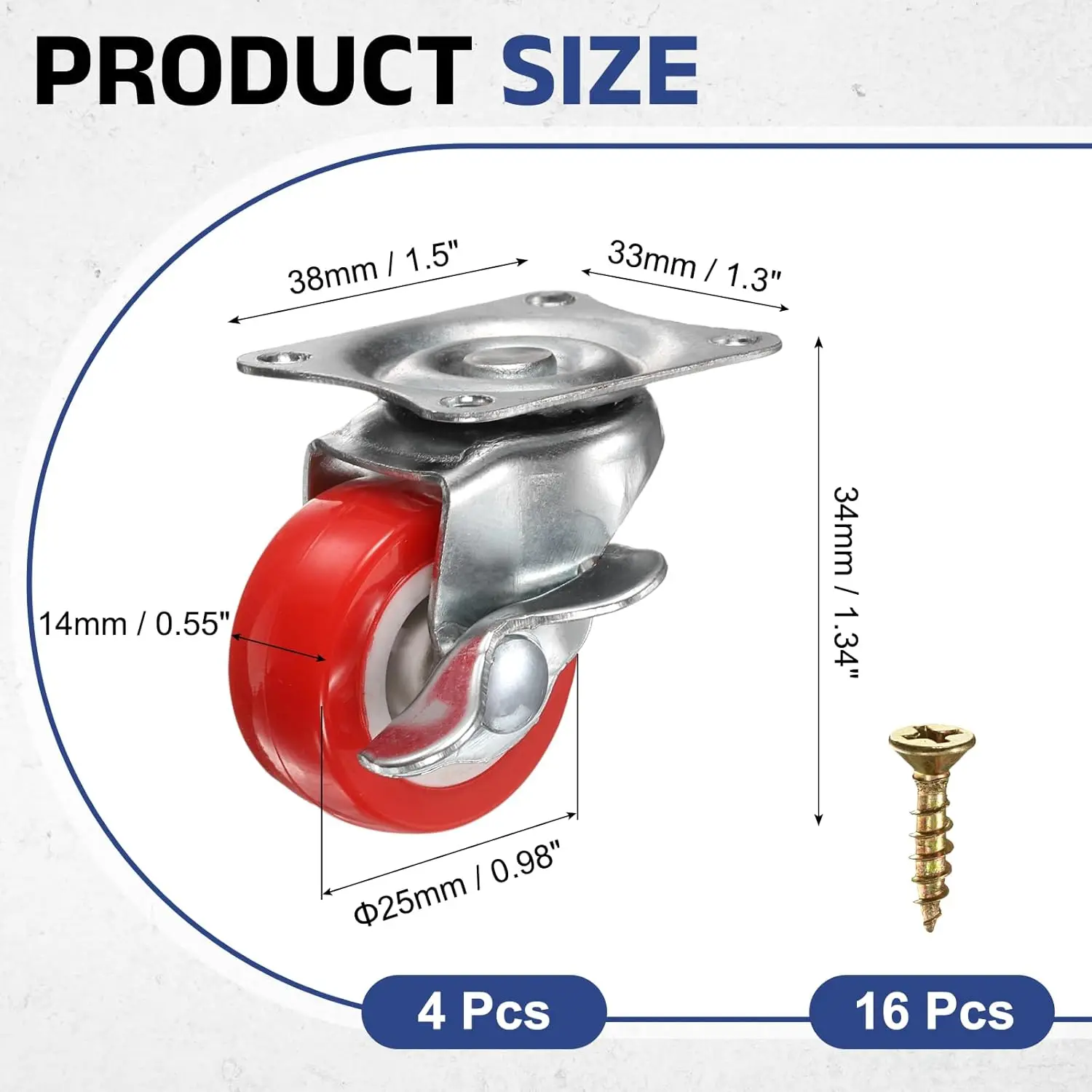 4Pcs Furniture Caster 2 inch PVC Universal Wheel Swivel Caster Roller Wheel For Platform Trolley Accessory Furniture