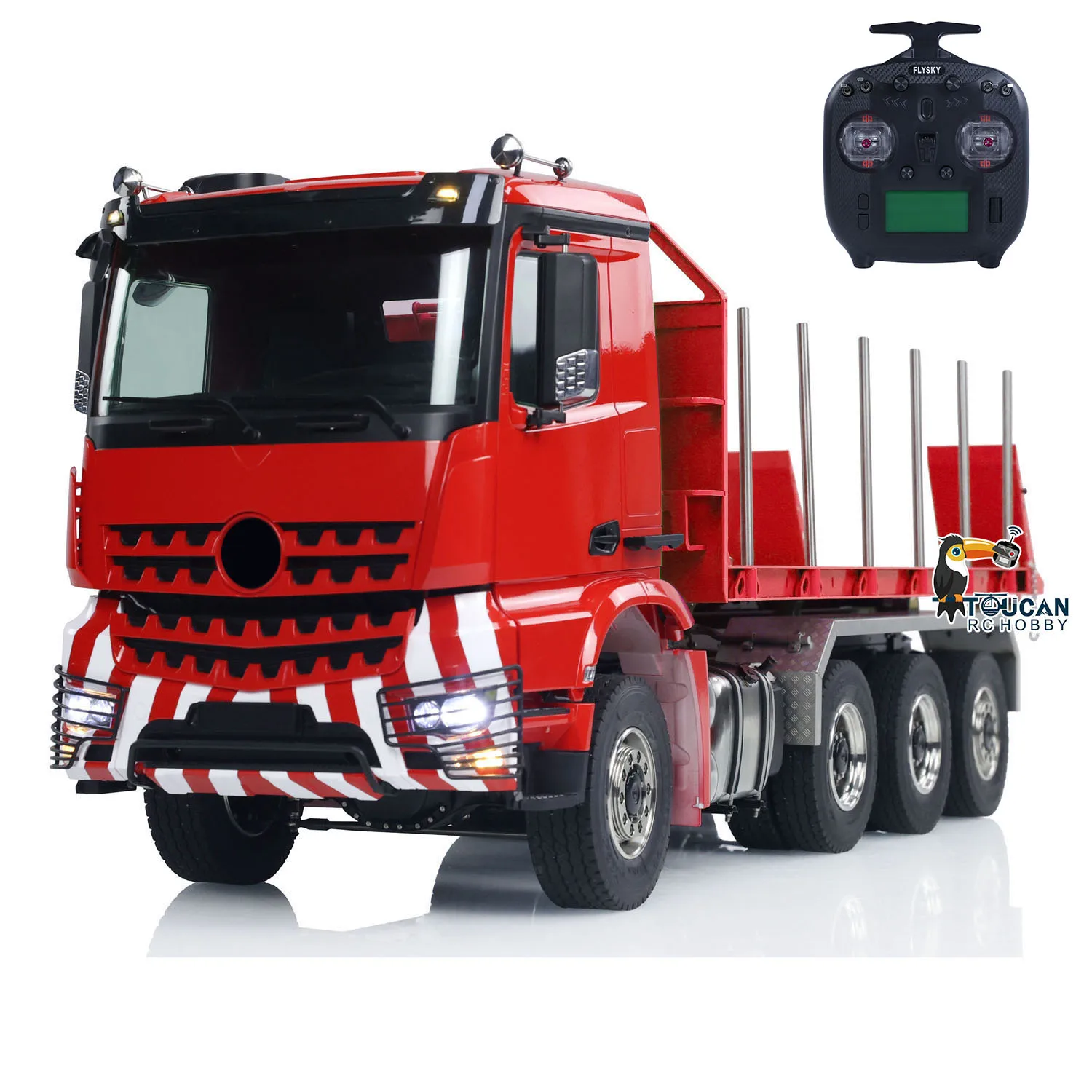 Toy 1/14 RC 8x8 Hydraulic Timber Flatbed Truck Full Dump Cars Rear Axle Lifting Steering DIY Finished Sound Light Tipper Machine