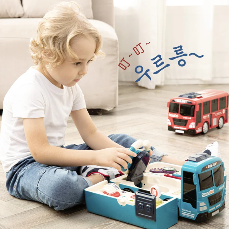 Children Bus Toy Copilot Steering Wheel Puzzle Baby Developing Educational Toy 54DF