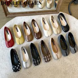 2023 Women Flats Tabi ninja Shoes Women Microfiber Leather Comfy Flats Split Toe Loafers Soft Bottom Moccasins Solid Brief Mujer