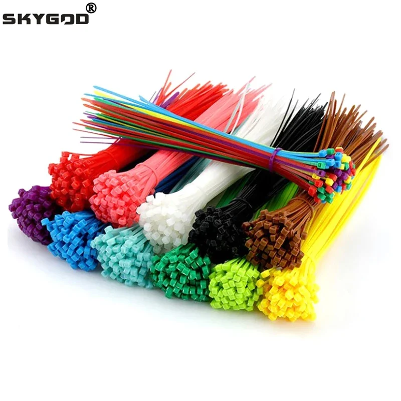 Self Locking Cable Ties Nylon 100/150/200mm Multicolour Plastic Zip Wire Binding Wrap Straps DIY Cable Fasten Organiser