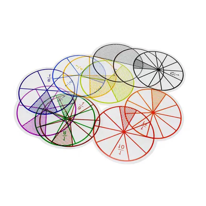 6Set Transparent Educational Math Manipulatives Circle Fraction Tiles Classroom Set Home School Kids Learning Teaching Supplies