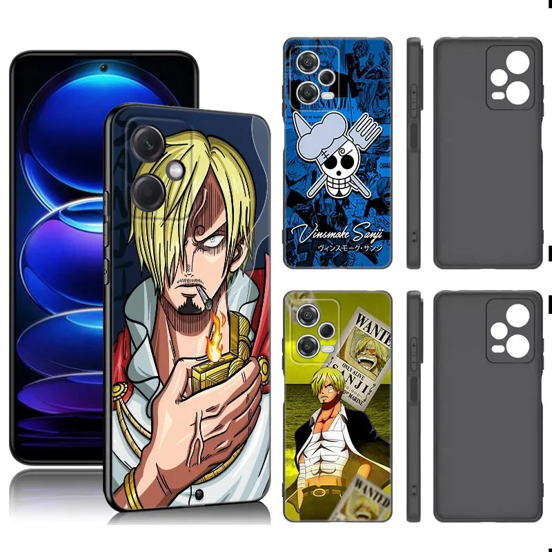 Anime One Piece Sanji Black Silicone Phone Case For Xiaomi Redmi Note 9 10 11 11S 11T 12 13 Pro 5G Plus 9S 10S 12S