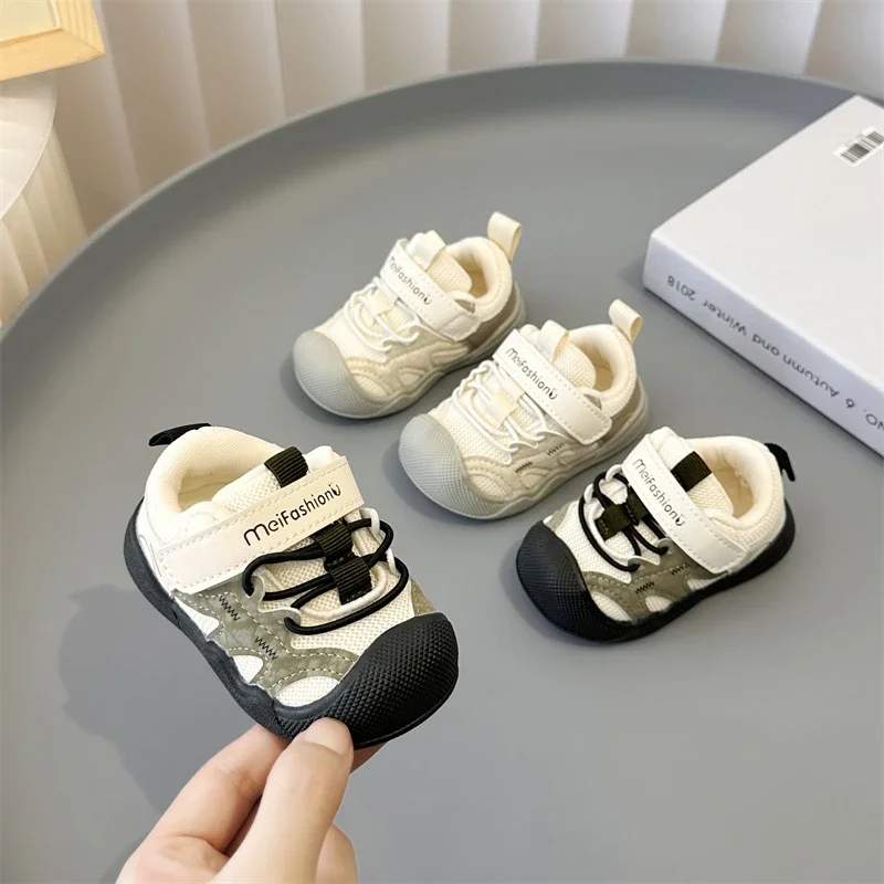 

2025 Summer New Baby Walking Shoes Toes Capped Anti-kicked Kids Sports Shoes Mesh Breathable Boys Girls Casual Shoes Soft Bottom