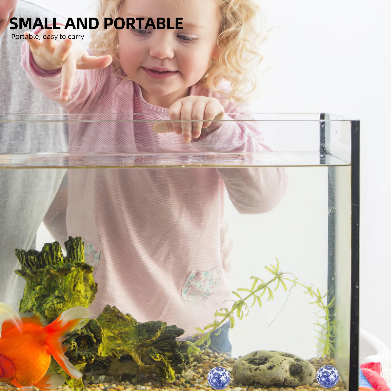 

Floating Ceramic Ball Aquarium Decor Bright Non-Fading Color Realistic Shape Fish Tank Accessory Vivid Underwater Landscape