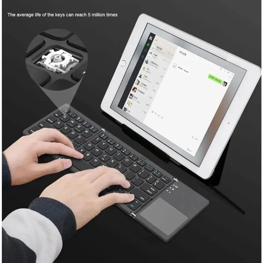 Imagem -03 - Teclado Touchpad sem Fio Bluetooth Dobramento Micro Fácil de Transportar Ios Android Windows Ipad Tablet Computador