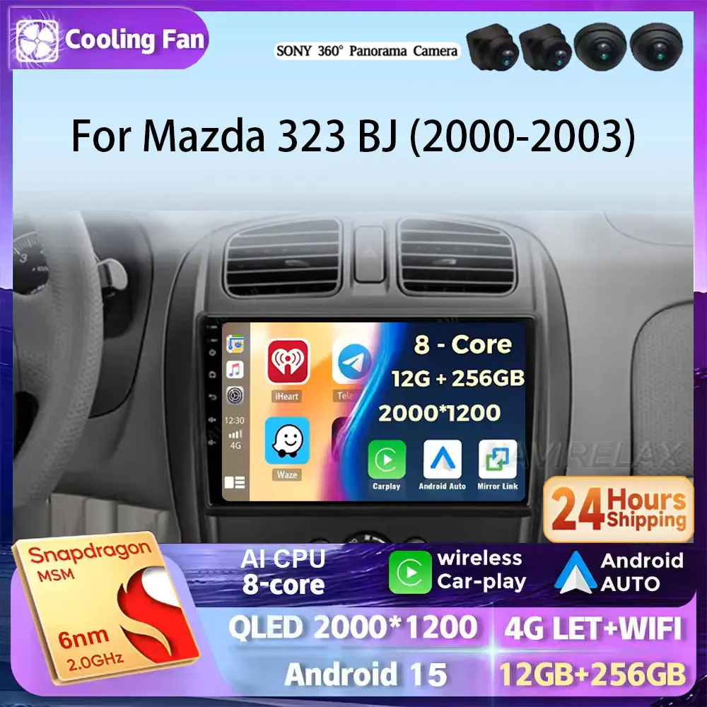 

Android 15 Carplay авто радио для Mazda 323 BJ 2000-2003 мультимедийный видеоплеер навигация 2din DVD стерео головное устройство аудио