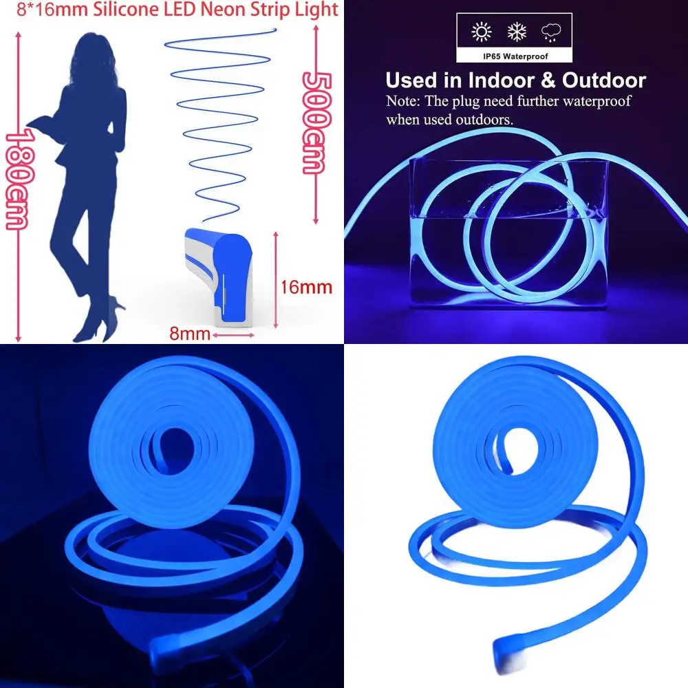 

16.4FT 12V Waterproof LED Neon Strip Light, IP67 Rated, 1cm Cuttable, for DIY, Gaming, Bedroom Decor (Adapter Included)