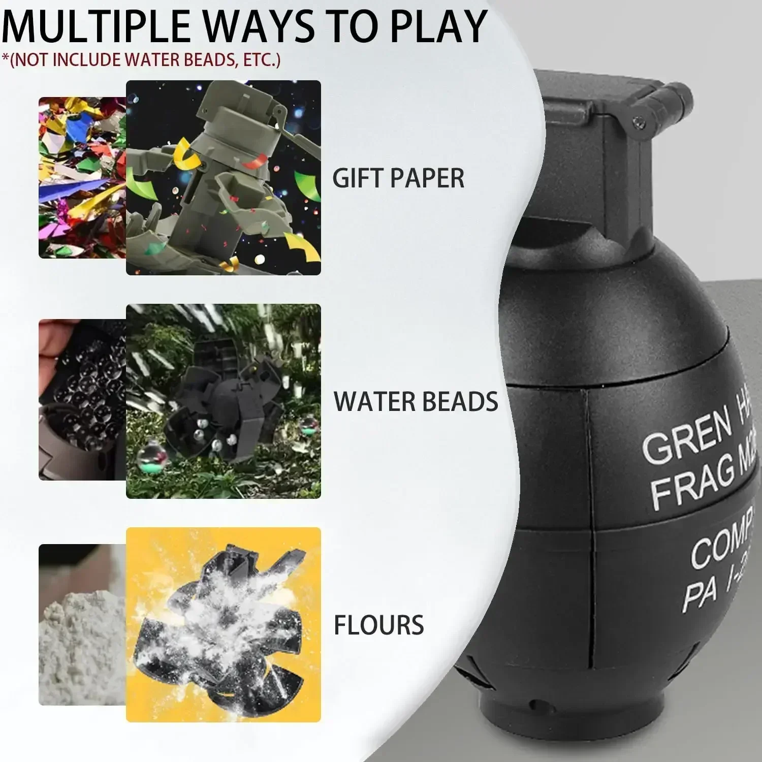 L2PCS Ater Ball Gel M26A1 قنبلة يدوية حلقة سحب عملية قنبلات كرات الطلاء مقاومة للسقوط إعادة الملء قنبلة يدوية دخان ملحقات لعبة