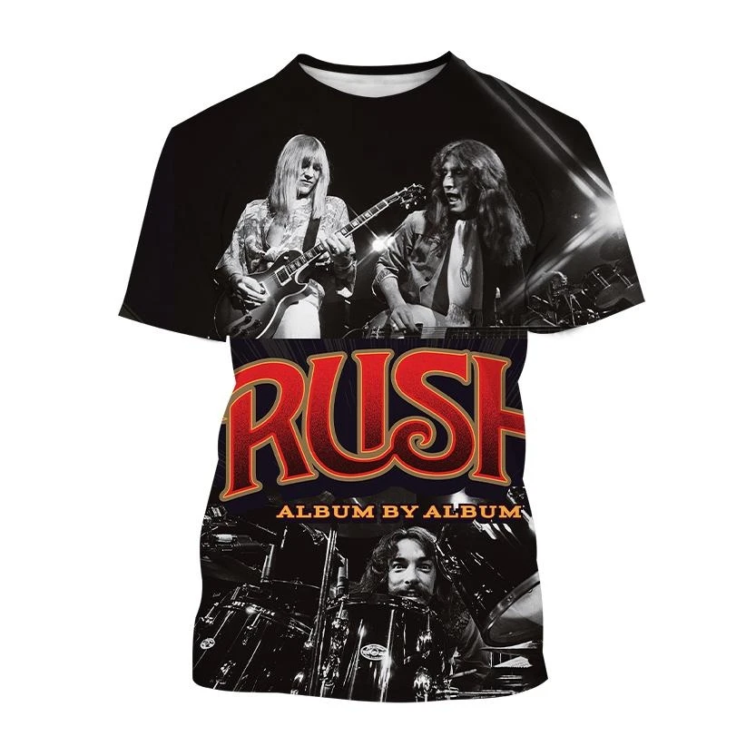 2025 جديد روك راش ثلاثية الأبعاد مطبوعة تي شيرت الصيف الرجال النساء الهيب هوب الاتجاه قصيرة الأكمام التي شيرت الشارع فضفاض عادية المتضخم Y2k القمم