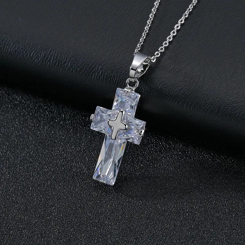 

Cross Necklace Fashion Sparkling Popular Luxury Goods New 2023 Pendant Genuine 925 Sterling Silver Natural Gem Lady Women