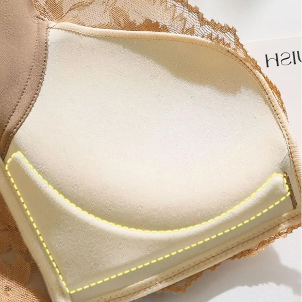 New Lace Front-fastening Bra V Neck Design Anti-sagging Support Push-up Thin Bra Breathable Wire-free Bra Comfortable Daily Use