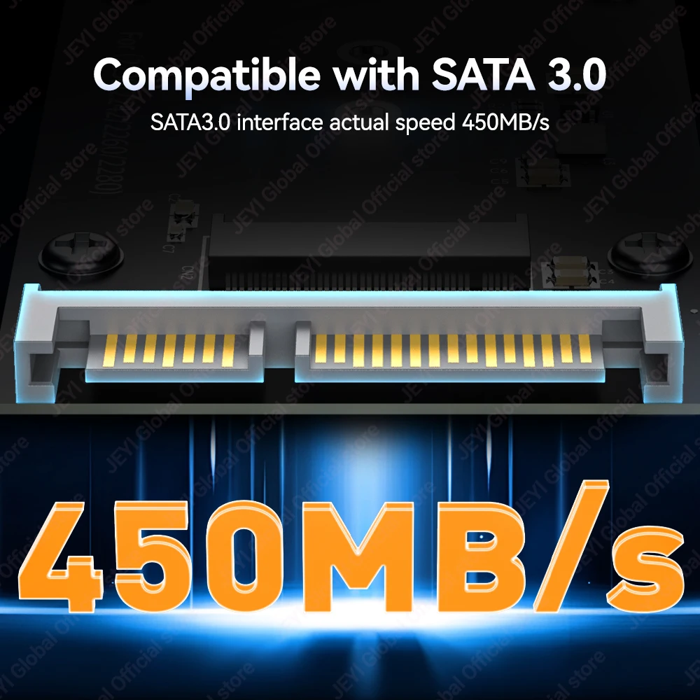 JEYI M.2 NGFF to SATA 3.0 Adapter Magnetic Card - 6Gbps High Speed Transfer for 2230/42/60/80 SSDs Support to 2TB Capacity