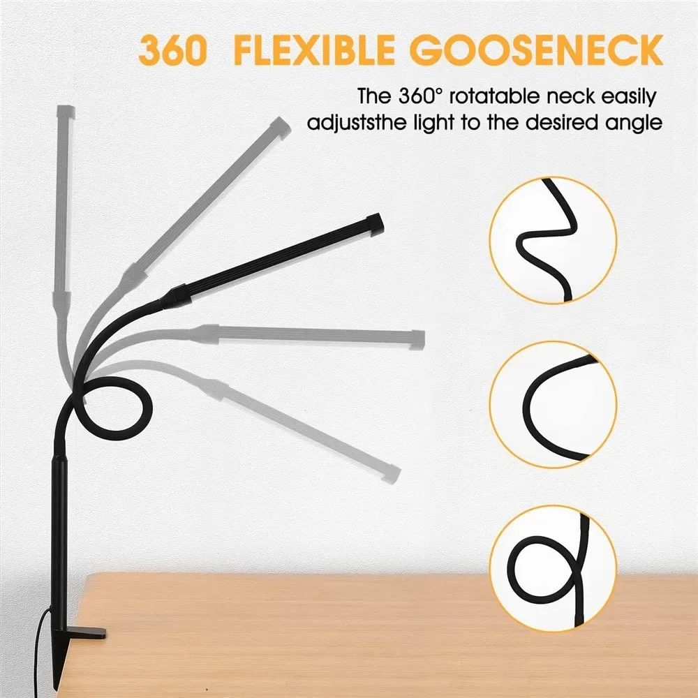 Imagem -06 - Led Cabeça Única Desk Lamp Arquiteto Gooseneck Luz Auto Dimming Timmer Toque Controle Modos de Cor Leitura Tabela Clip Lamp