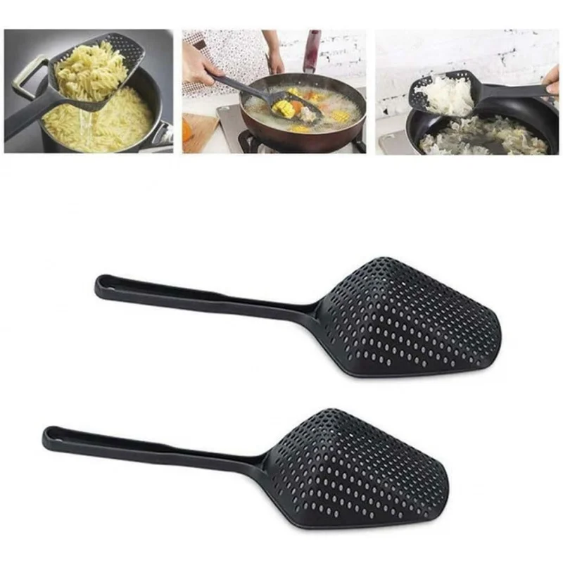 Large kitchen slotted spoon Noodles scoop Plastic ice spatula Stir-fry spoon Filter spoon 2pcs