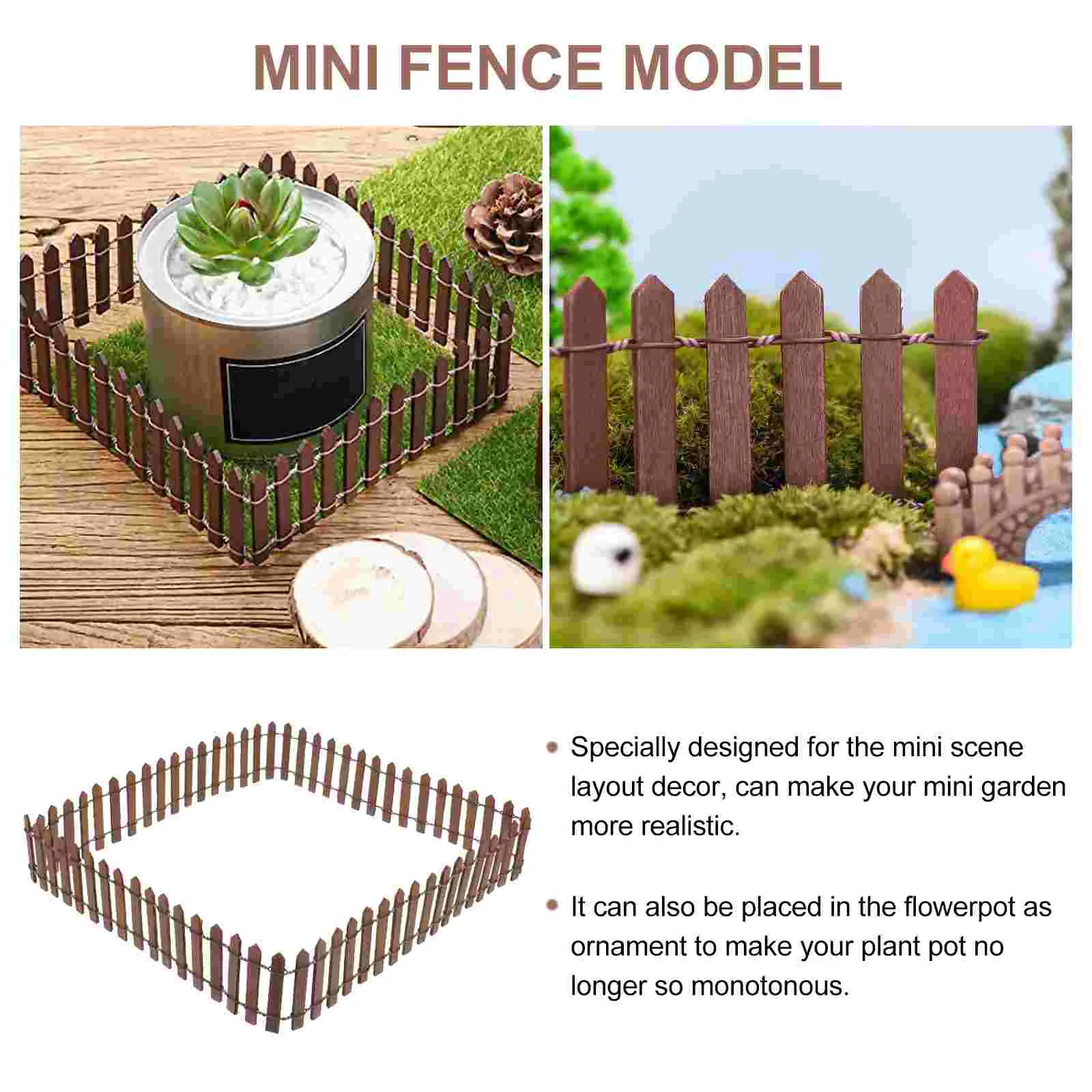 Fence Mini Wooden Fences Exterior Garden Grating Flower Bed Picket Iron Boho Wall Decor Miniture Decoration Decorations