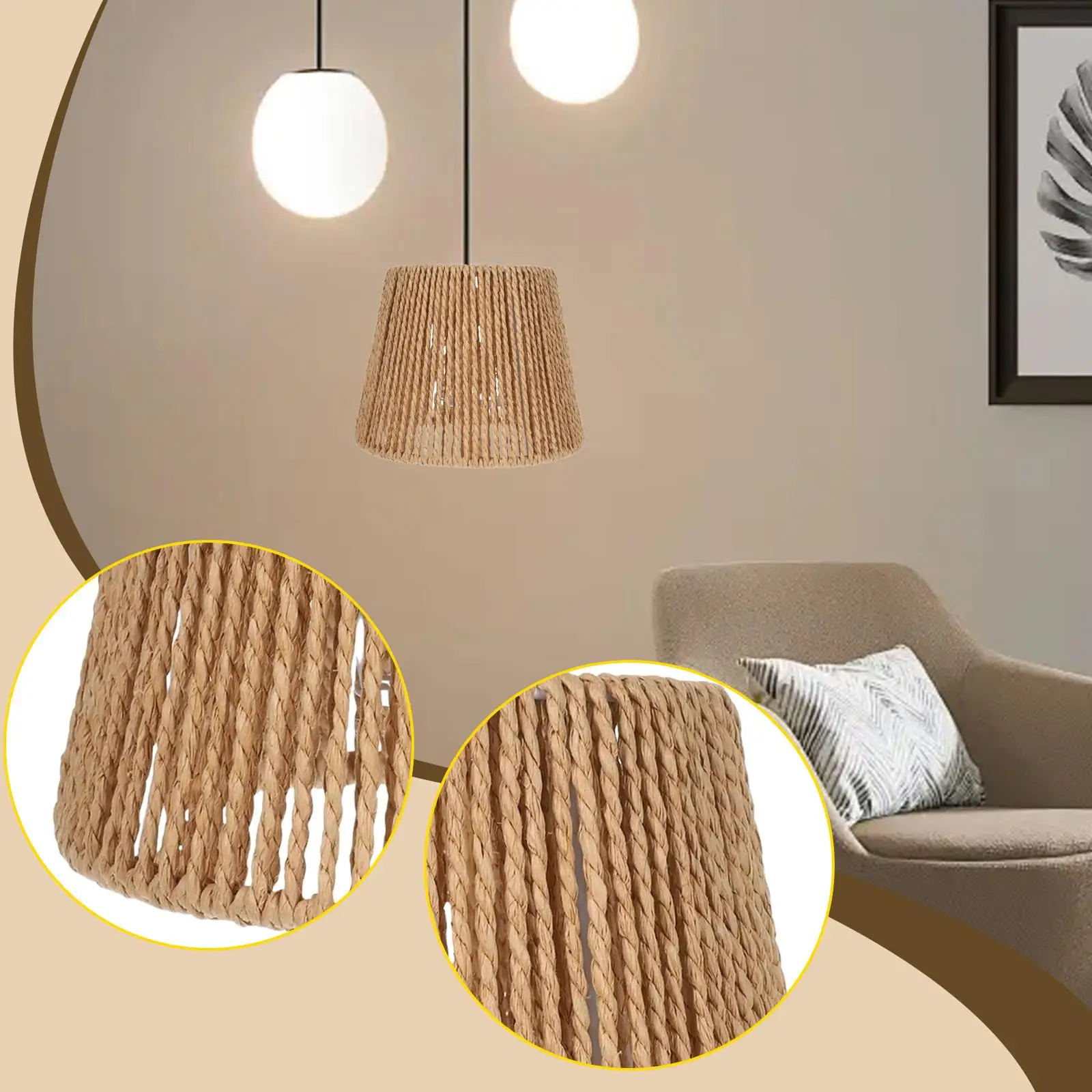 

Handwoven Rope Lampshade Small Pendant Lamp Cover Home Decoration Chandelier Shade for Living Room Hotel Accessories