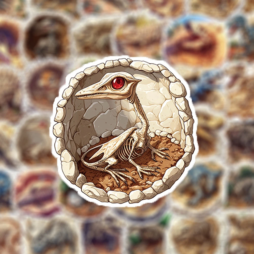 10/30/50pcs Cool Dinosaur Fossil Skeleton Stickers Cartoon Waterproof Sticker DIY Guitar Phone Skateboard Bike Decals Decoration
