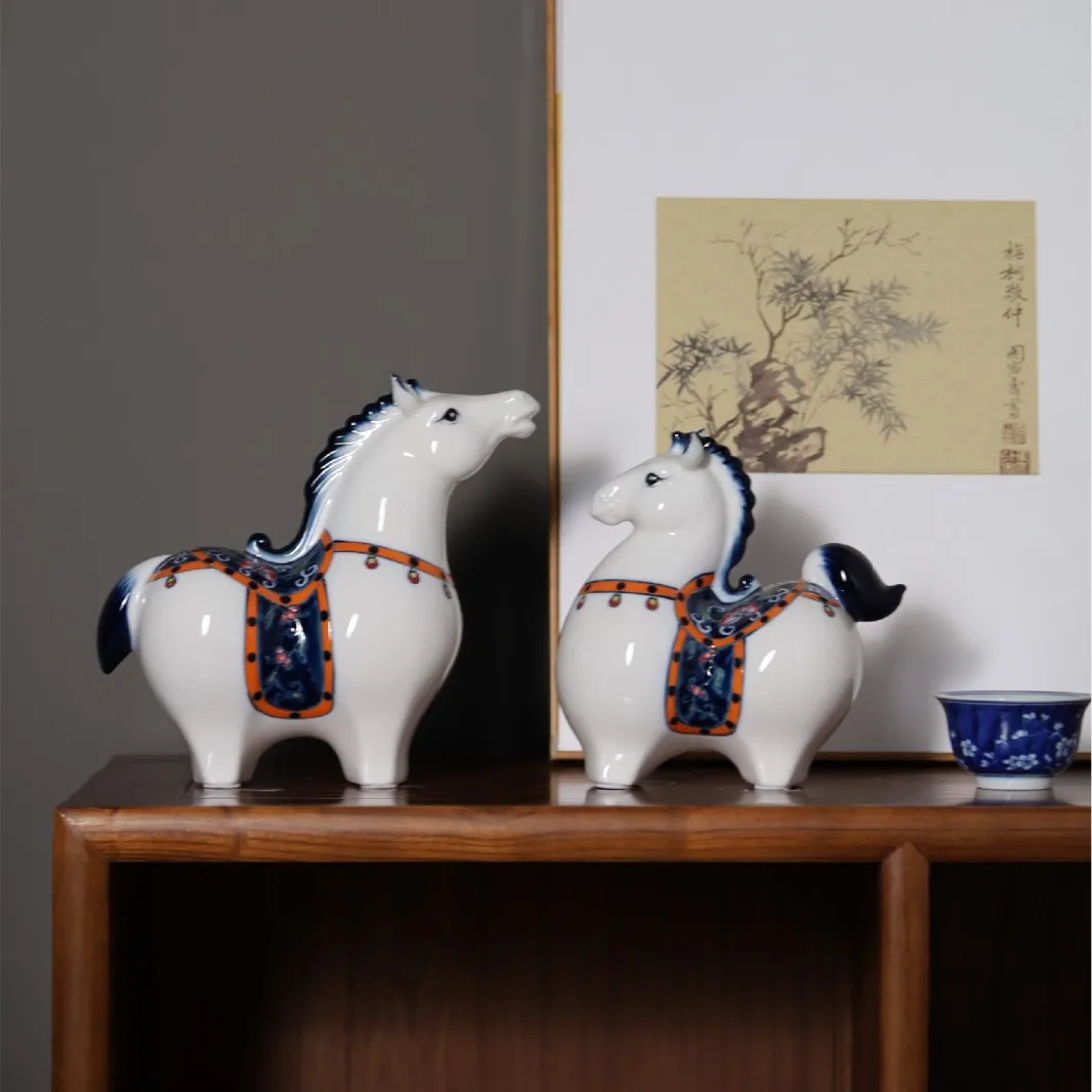 

HYS ice crack blue and white ceramic childhood sweetheart ornament creative home decoration living room wine cabinet desk zodiac