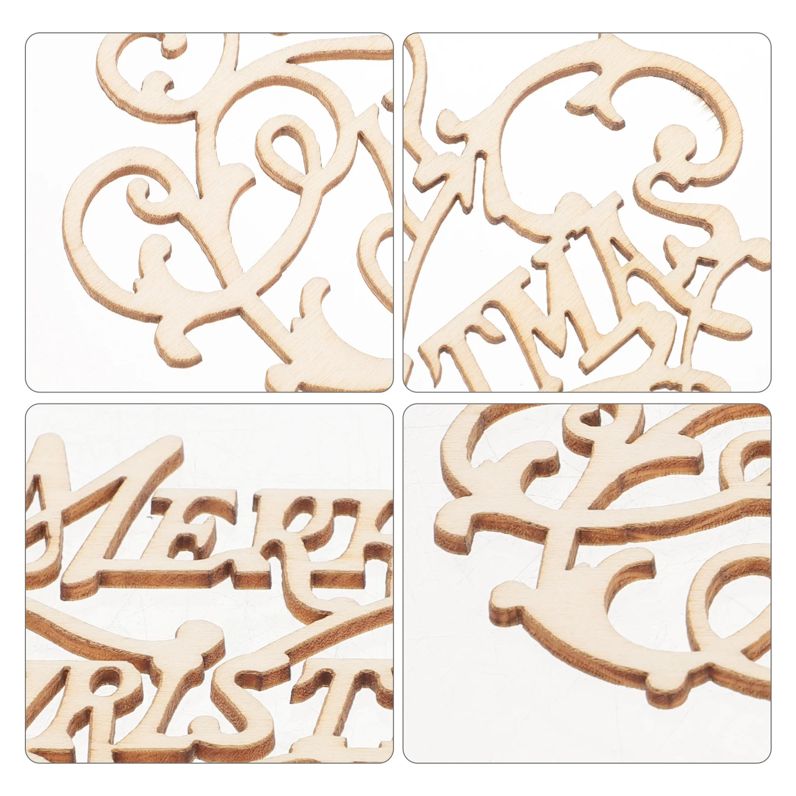 

20Pcs Blank Wood Chips Christmas Pendants Unfinished Craft Set for DIY Holiday Decorations Fireplace Window Hanging Ornaments