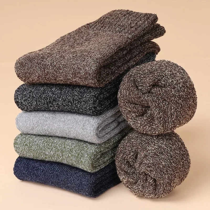 1/5Pairs Super Thick Winter Woolen Merino Socks for Men Towel Thermal Warm Sport Socks Cotton Male\'s Cold Snow Boot Terry Sock