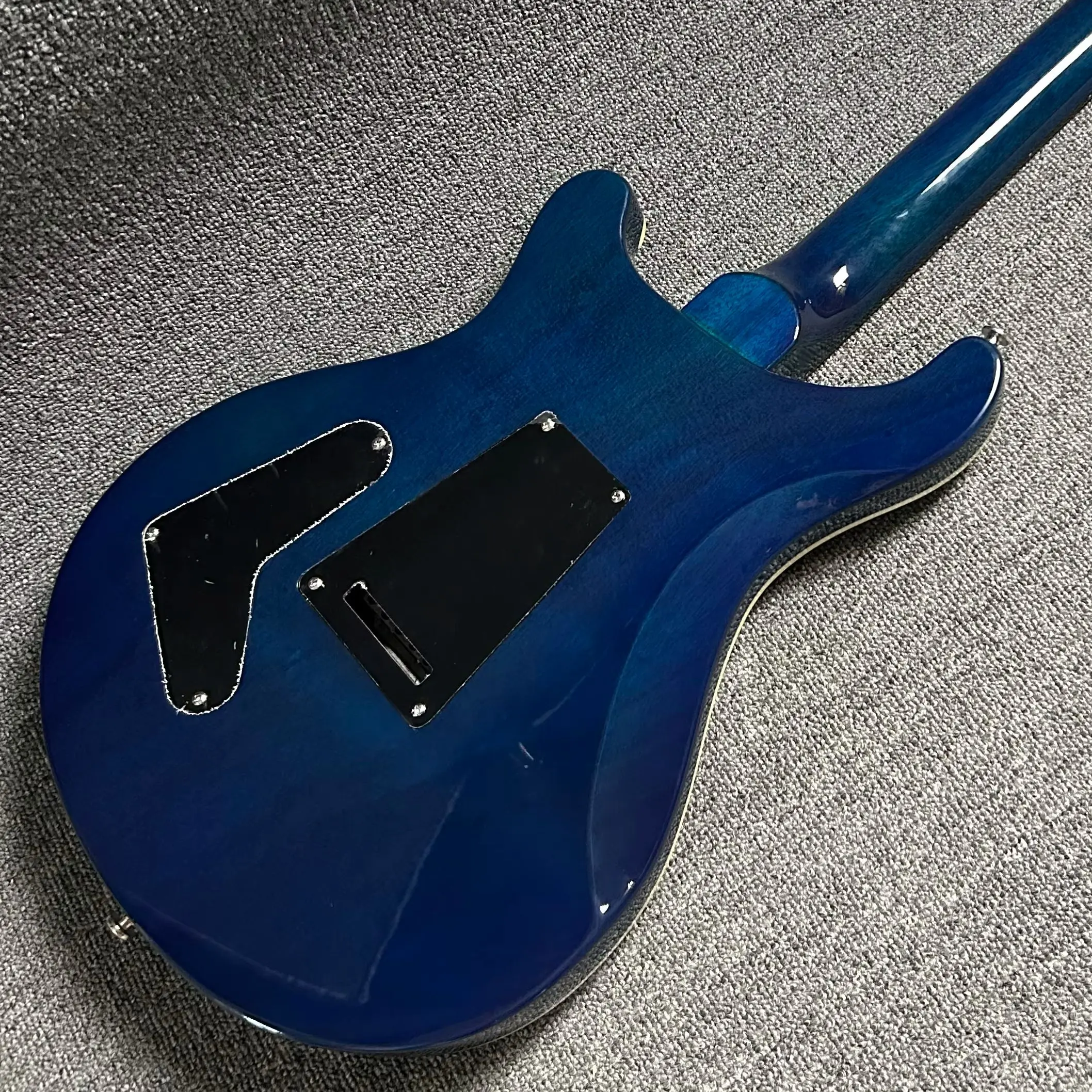Transparent Blue Electric Guitar Flame Maple Top Rosewood Fretboard HH Pickups