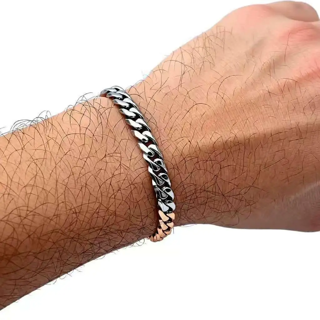 New 316L stainless steel primary color and rose dual Hip hop bracelet anklet