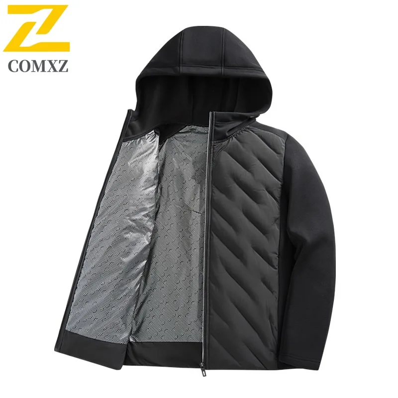 ​Men Graphene Heated Cotton Padded Jacket Thickened Winter Warm Outerwear Detachable Hood American Style Casual Outdoor Wear​