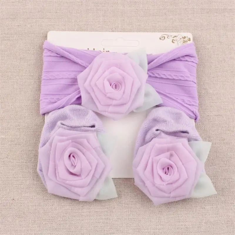 U13F الجوارب وعصابة الرأس لحديثي الولادة زوج من الجوارب المرنة والمريحة للأطفال وأغطية الرأس للجنسين جوارب الأطفال وعصابات الرأس #2