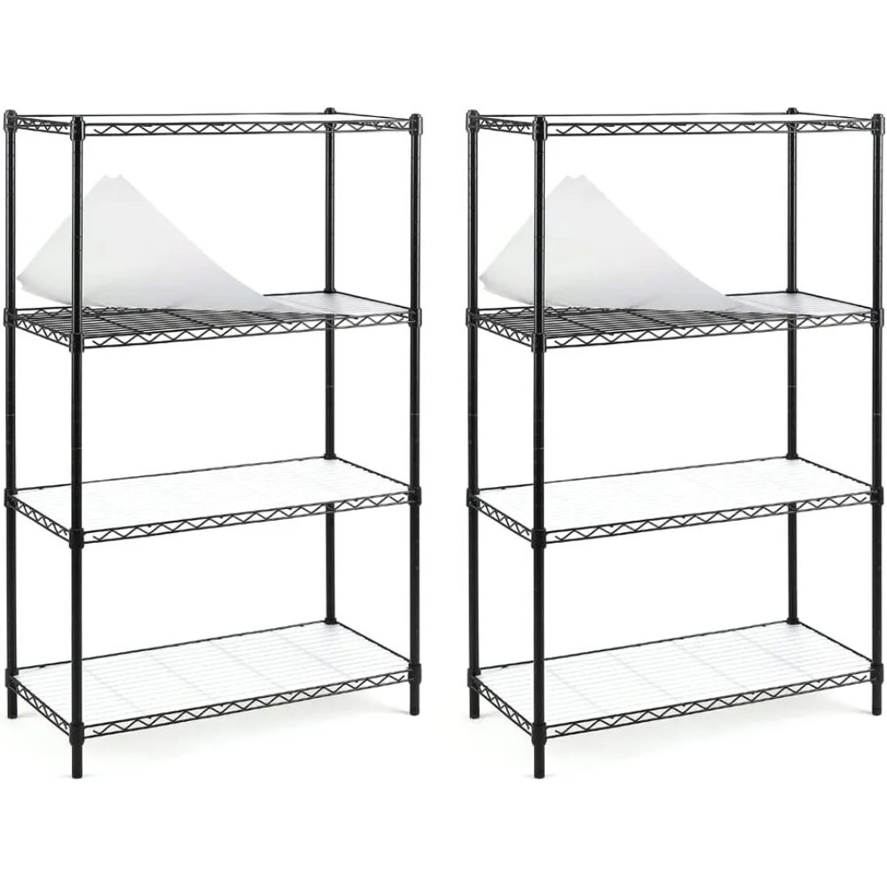 2-Pack 4-Shelf Metal Wire Shelving Unit, Adjustable, 150lbs Load Capacity, Floor Mount, Carbon Steel