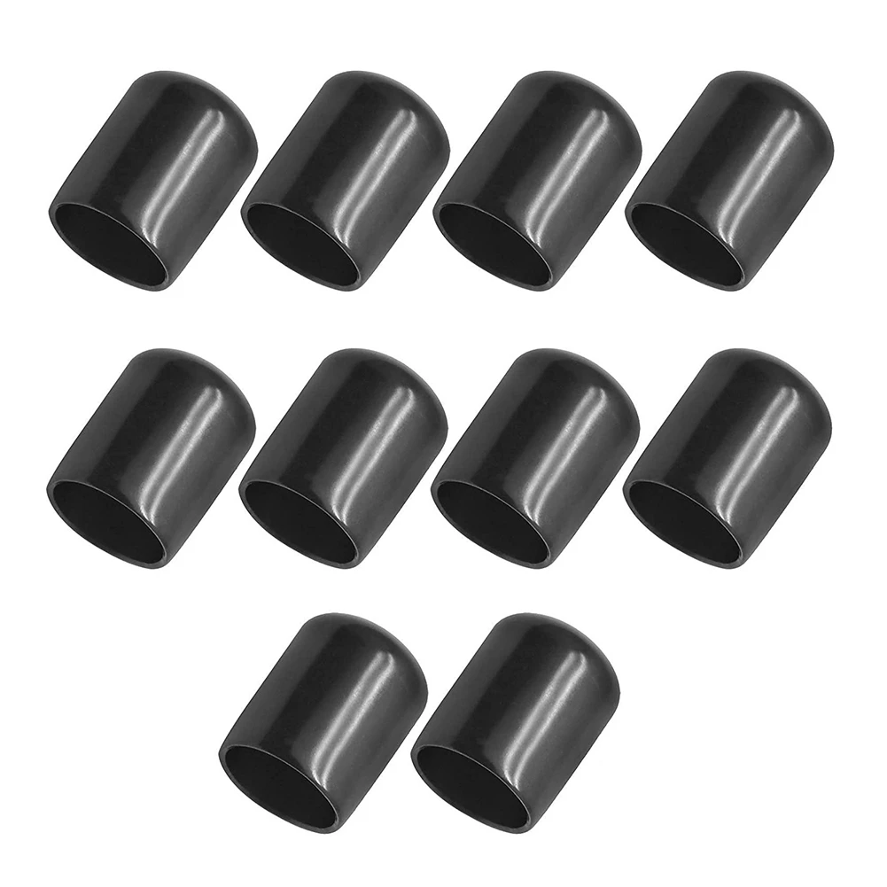 10Pcs Rubber End Caps 16Mm ID PVC Round Tube Bolt Cap Cover Screw Thread Protectors Black