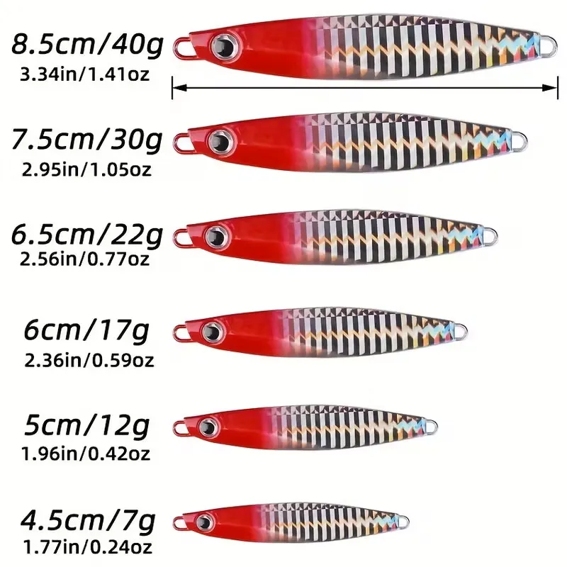 12pcs Fishing Metal Lures Jig 7g 12g 17g 22g 30g 40g Jigs Sea Fishing Spoon Bait Sinking Lure Jigging Vibe Blade For Pike Bass