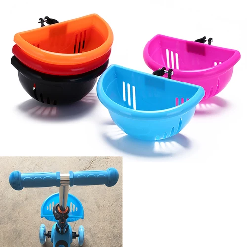 Imagen 2 del producto Cesta de bicicleta de plástico para niños, fácil instalación, portador de bolsas, manillar de Scooter para niños, accesorios de ciclismo