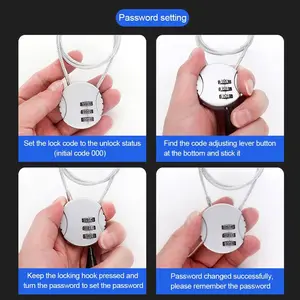 Bloqueio de combinação de corda de fio estendido 3 dígitos código senha de bloqueio capacete da motocicleta metal cadeado bloqueio de viagem anti-roubo fechaduras 6 principais vendas cadeado ferradura - №6