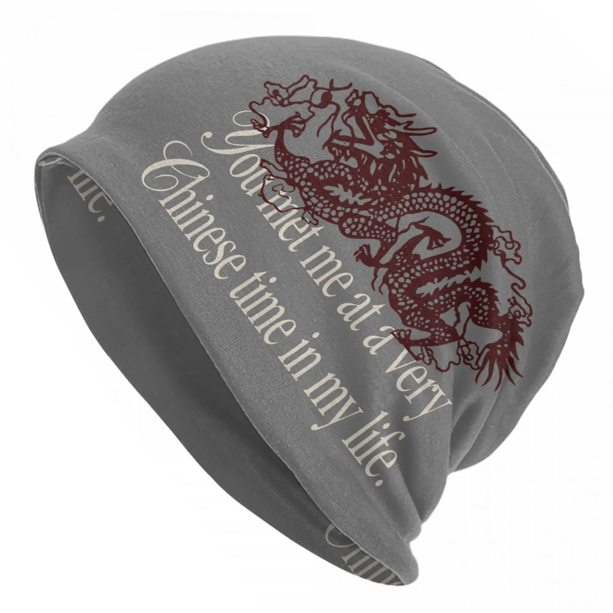 You Met Me at a Very Chinese Time in My Life  Cap Humor  Goth Unisex Street Skullies Beanies Hats Dual-use Bonnet Hats