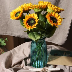 Artificial Sunflower Bouquet Silk Sunflower Fake Flower DIY Wedding Bouquet Decoration Arrangement Party Home Decor Gift