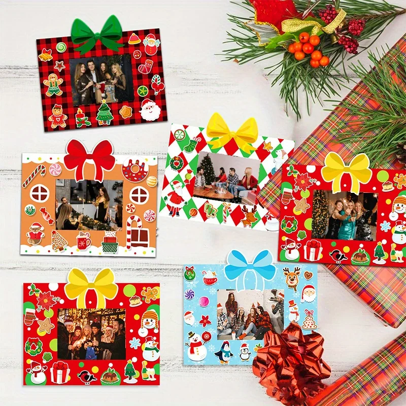 

Christmas Picture Frame Craft Kits for Kids Xmas DIY Gingerbread House Candy Photo Craft Hanging Frame Ornaments for Xmas Tree