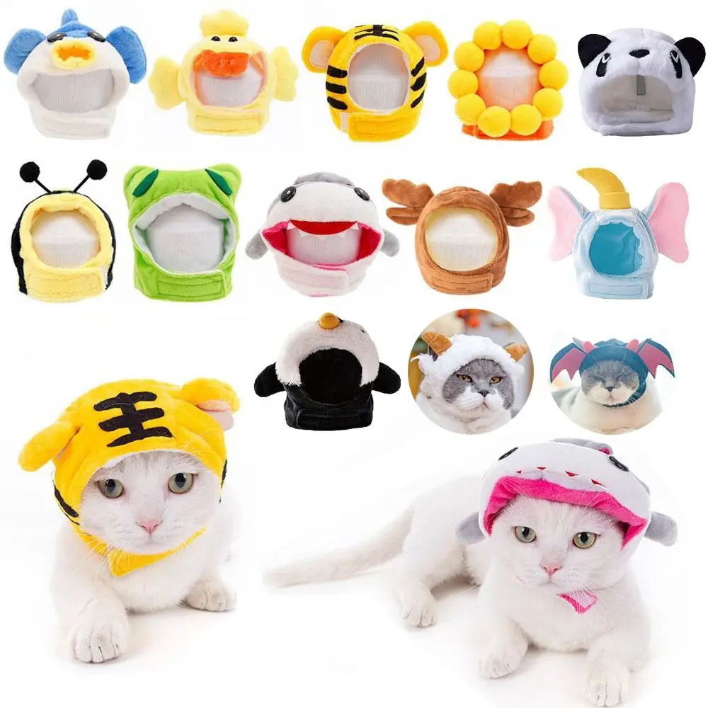 Pet Costume Cartoon Tiger Frog Hat Halloween Easter Cat Dog Hat Puppy Kitten Cap Soft Warm Headgear Birthday Party Photo Prop