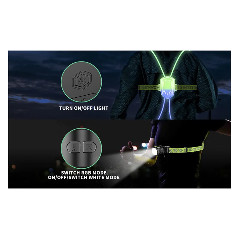 AB46-Night Outdoor Sport LED Vest 360° Reflective High Visibility Flash Safety LED Fiber Optic Night Running Riding Colorful